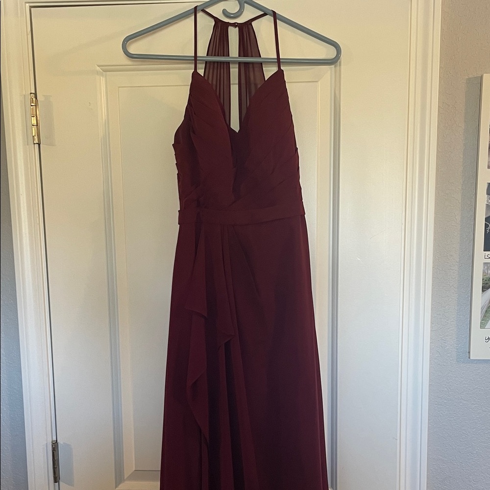 Elegant Burgundy Halter Dress